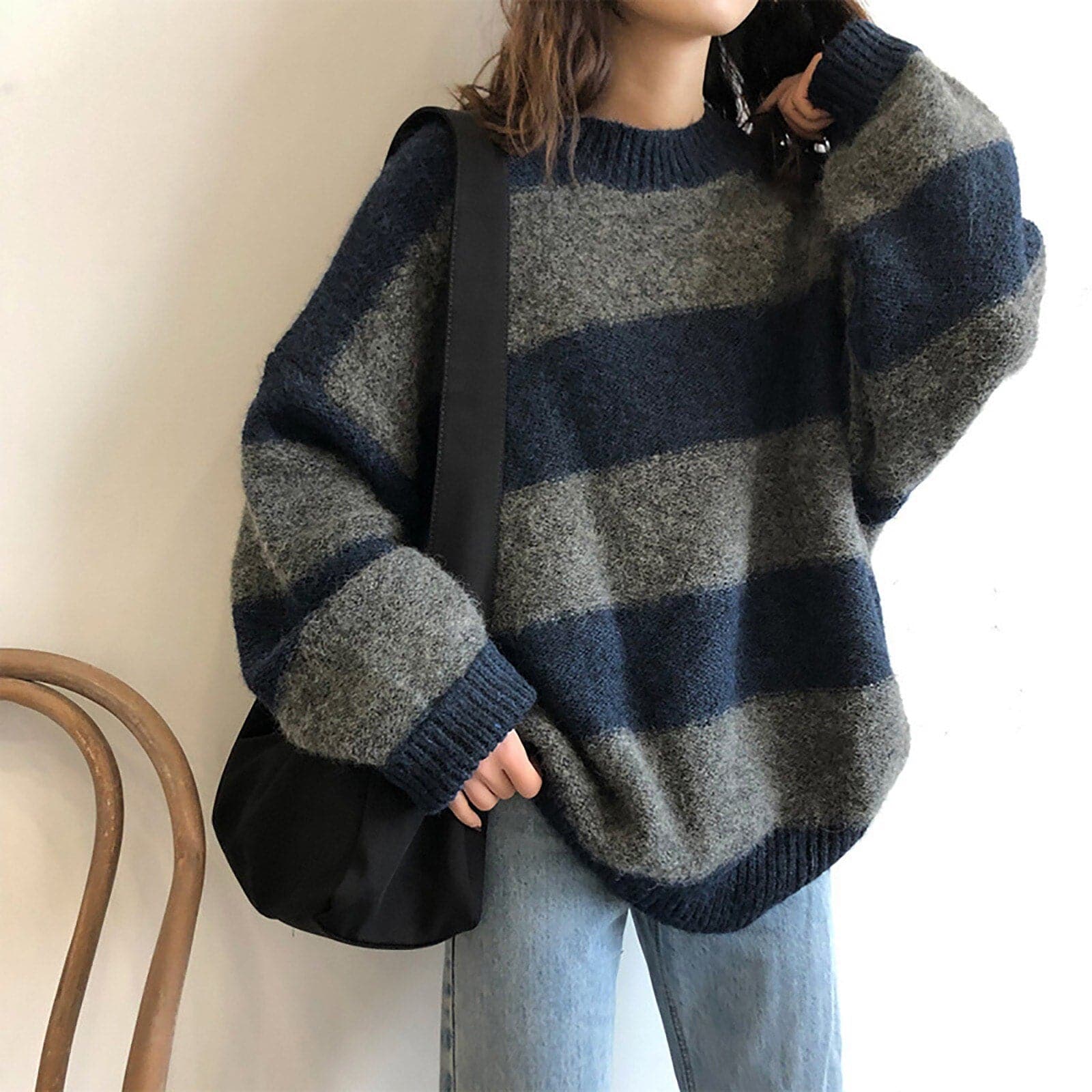 DressBetty - Knitted Striped Sweater - VelvetHem