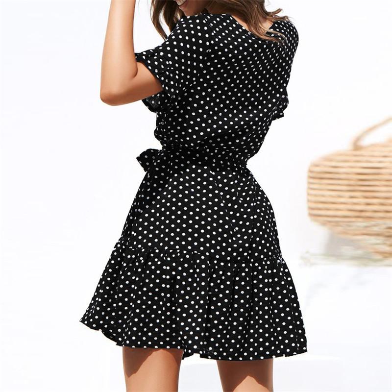 Irena Short Sleeve Dress with Polka Dot for Women Date Night Outfit