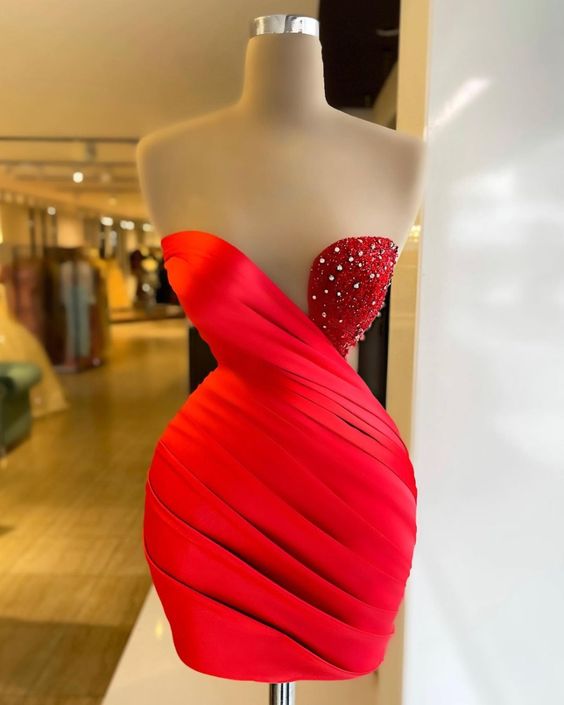 Red Sexy Homecoming Dress Sweetheart Valentine - VelvetHem