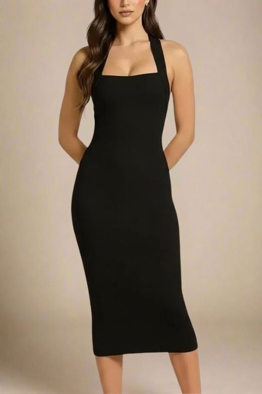 Raya Bodycon Midi Dress - Classic Black