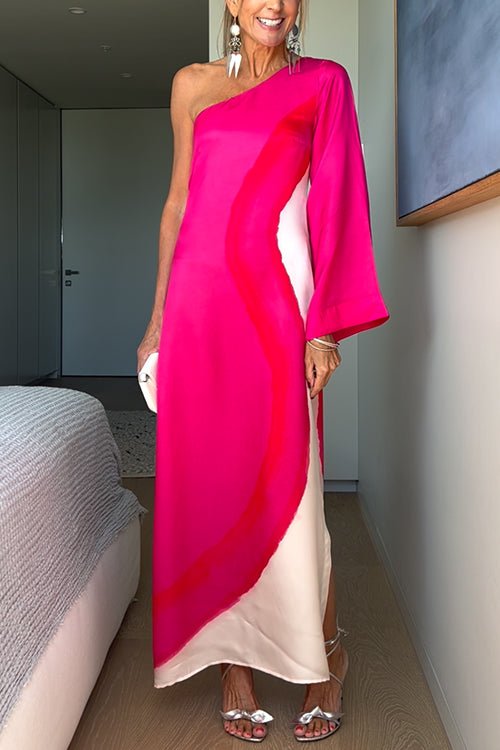 Aitana Stylish One-shoulder Maxi Dress with Slit for Women
