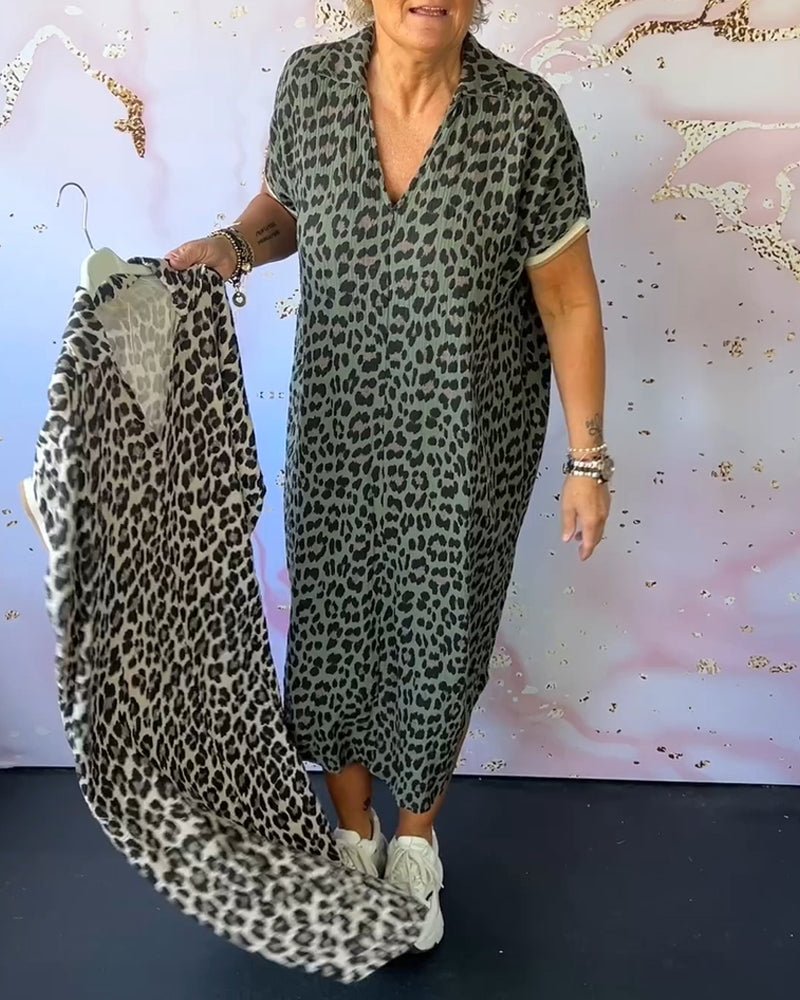Elisa V-neck Dress with Leopard Print for Women Everyday Fashion Pick