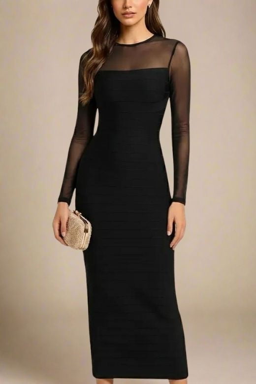Robin Long Sleeve Bandage Maxi Dress - Classic Black
