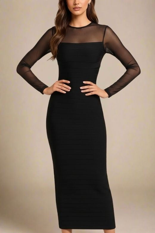 Robin Long Sleeve Bandage Maxi Dress - Classic Black