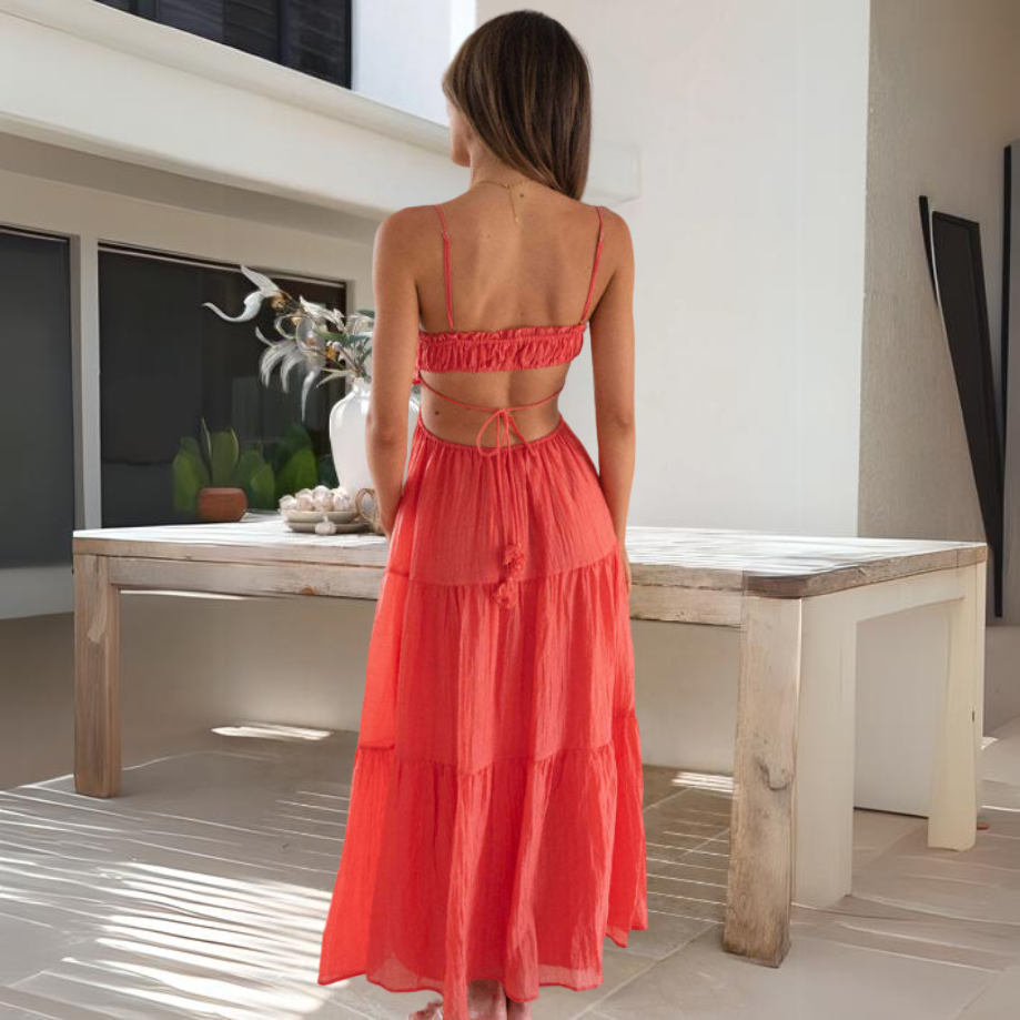 Sophie Chic Summer Midi Dress with Thin Straps Evening Wear Edit