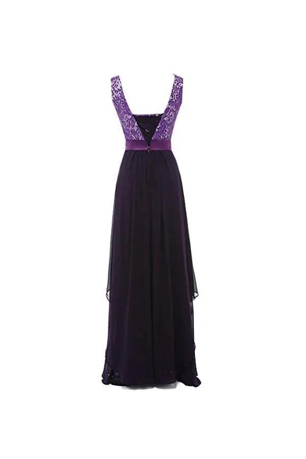 Round Neck Lace Sleeveless Long Prom Evening Dresses Bridesmaid Dress (ZD13188)