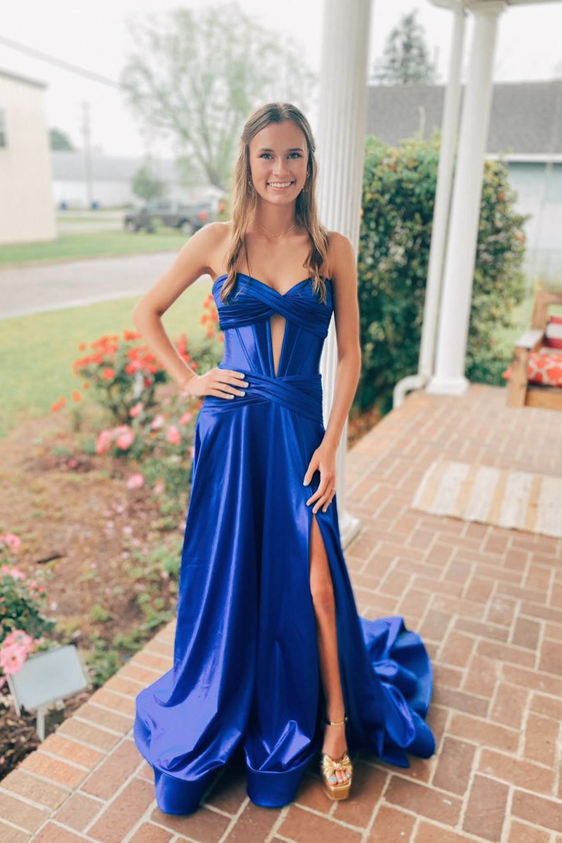 Sweetheart Pink Keyhole A-lin Long Prom Dress