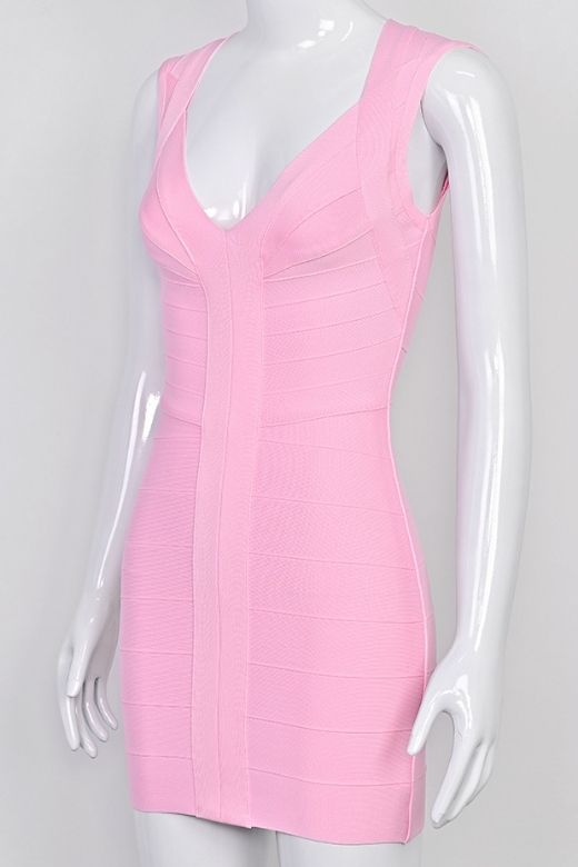 Sabrina Bandage Mini Dress - Dusty Pink