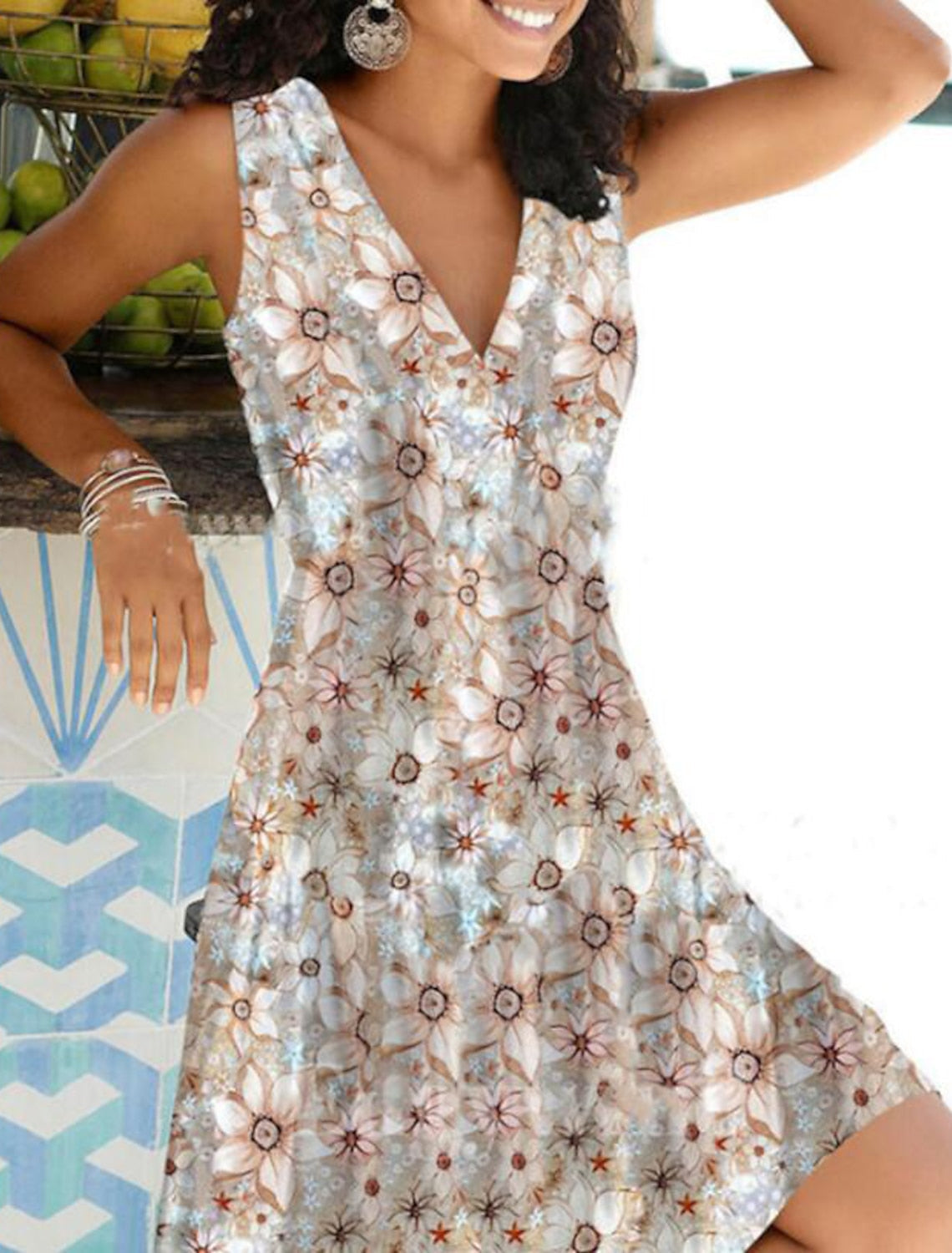 Karina Exclusive Flattering Floral Midi Dress for Warm Summer Days Boutique Collection