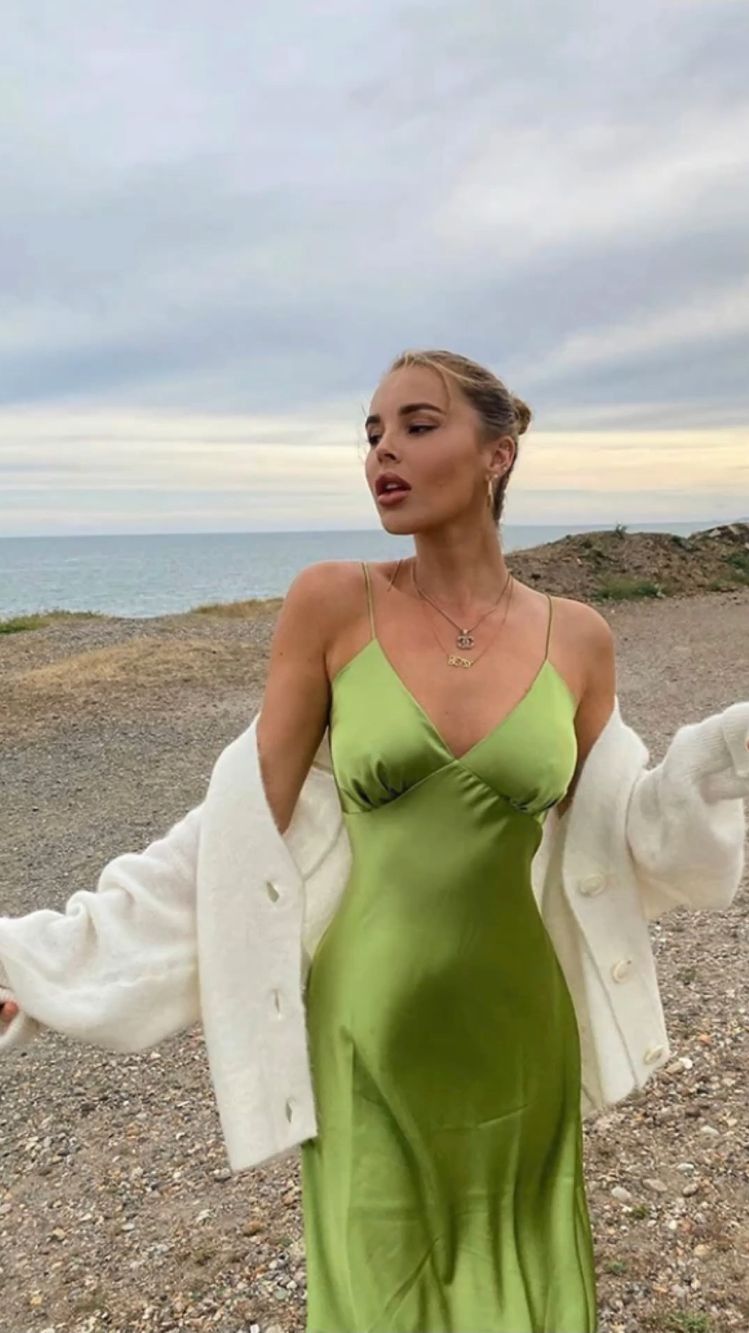 Spaghetti Straps Simple Prom Dress Green Floor Length Prom Dress - VelvetHem
