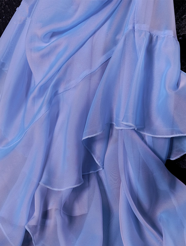 Retro High Low Spaghetti Straps Blue Knee Length Prom Dresses Birthday Outfits