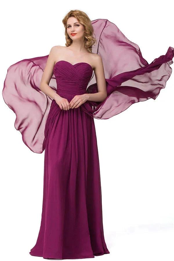 Sexy A-line Floor-length Sweetheart Ruffle Chiffon Bridesmaid Dresses (ZD13075) - VelvetHem