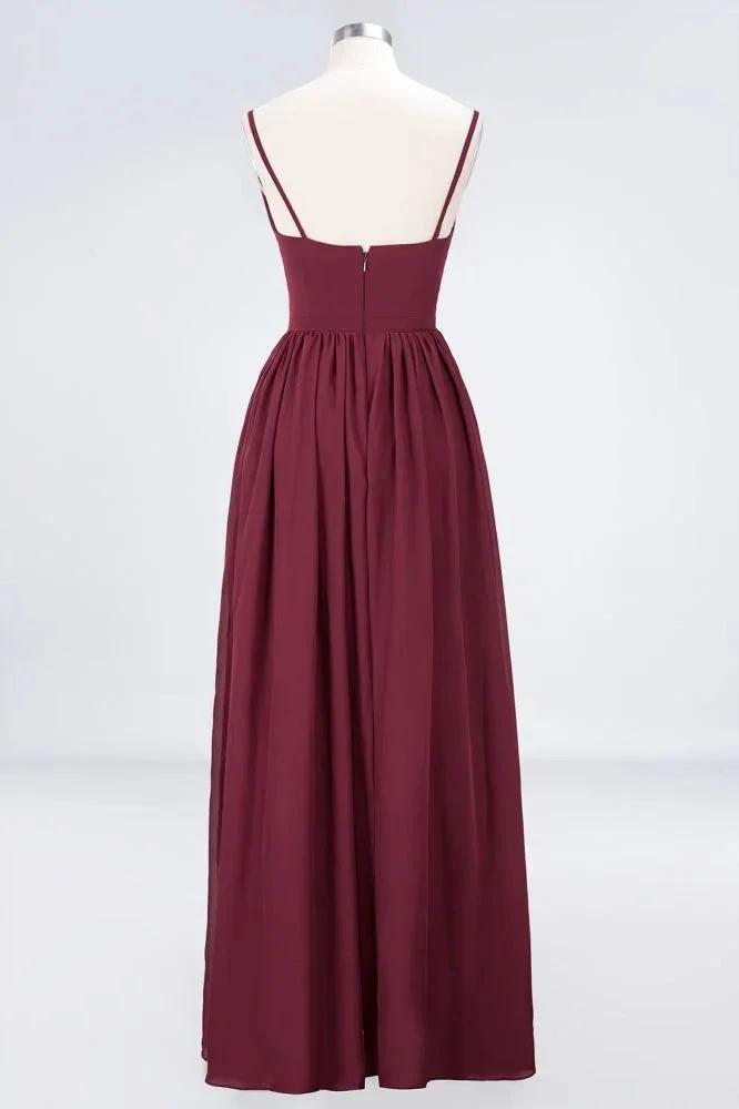 Sexy Double Deep V-Neck Ruffles Sleeveless Bridesmaid Dress Chiffon Side Split Evening Party Dress (ZD13112)
