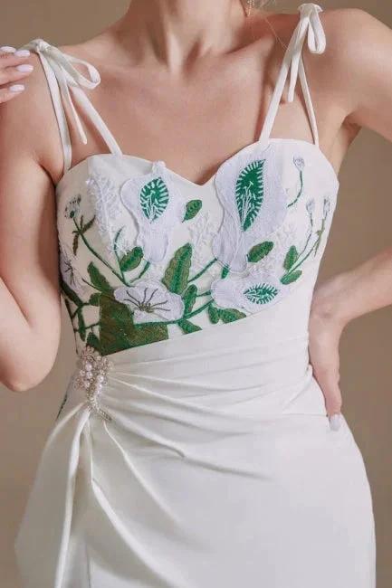 Sexy Spaghetti Straps Sleeveless Mermaid Floor-Length Satin Wedding Dresses (ZD14663)