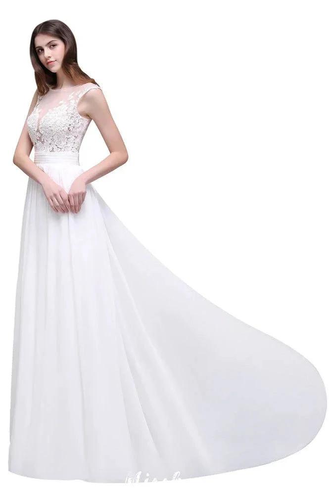 Sheath Sheer Lace Chiffon Beach Wedding Dresses (ZD13948)