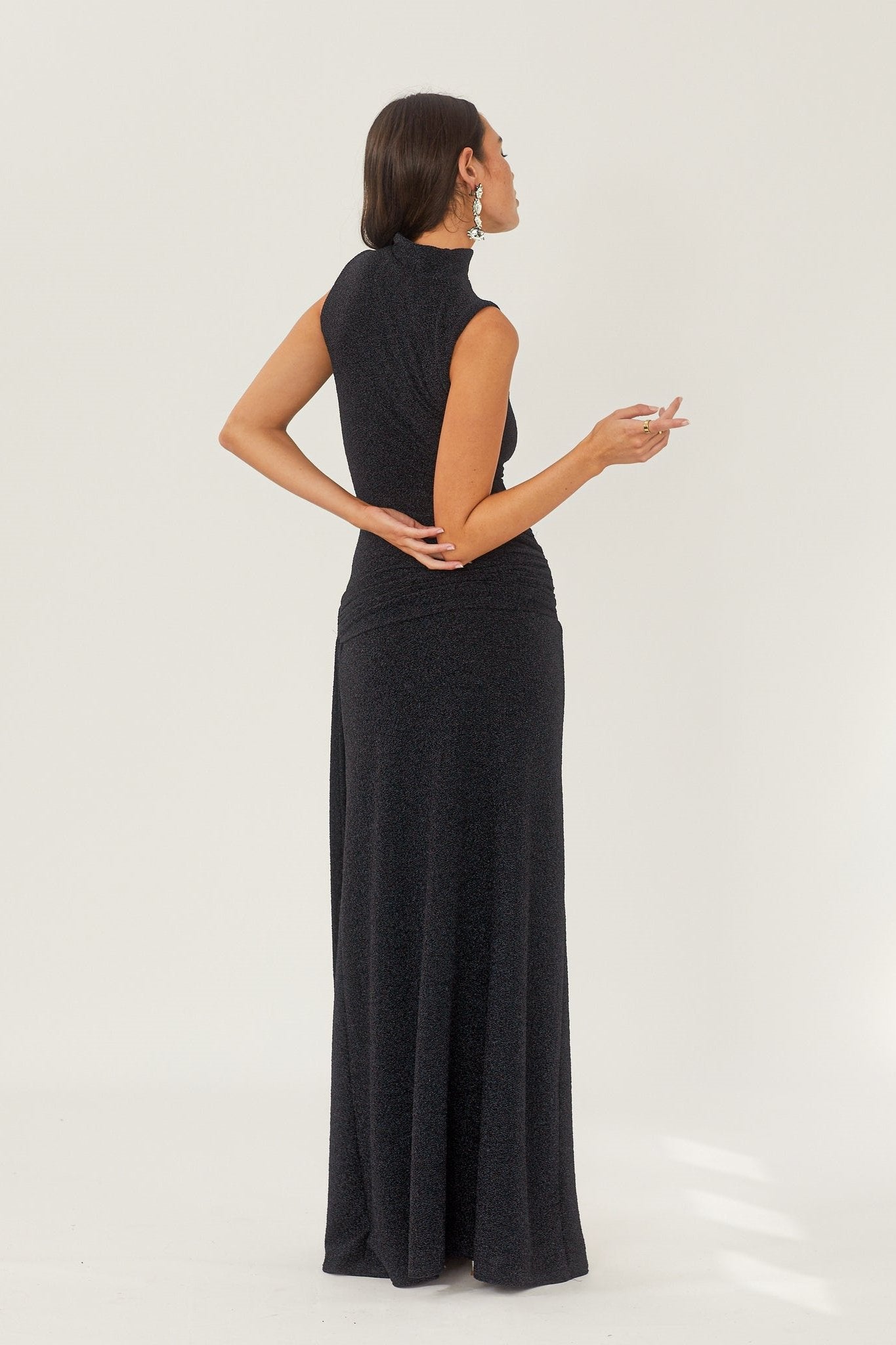 Melanie Premium Maxi Knit Dress with Metallic Straps Elevated Occasion Wear