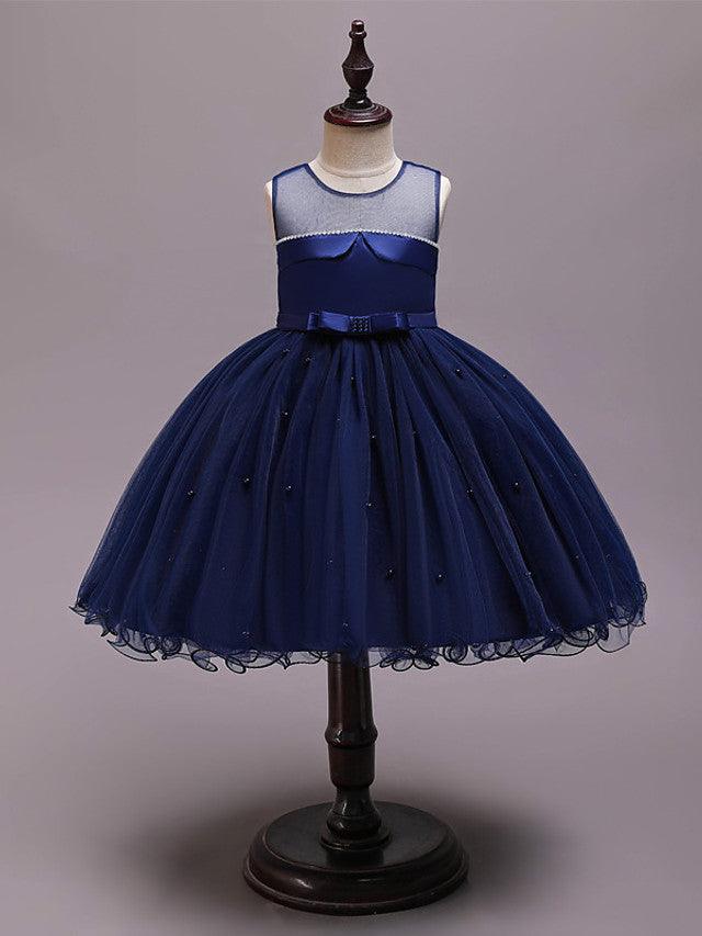 Short Princess Satin Tulle Sleeveless Jewel Neck Wedding Party Pageant Flower Girl Dresses - VelvetHem