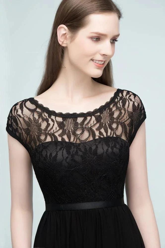 Short Sleeves Lace A-line Floor Length Bridesmaid Dresses with Sash (ZD13055)