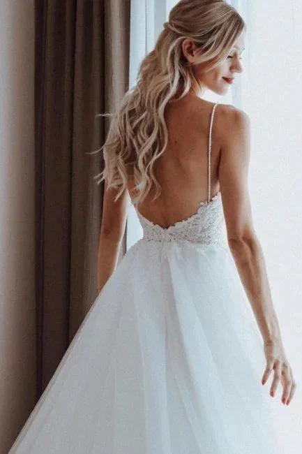 Simple Sweetheart Sleeveless A-Line Wedding Dresses With Lace (ZD14531)