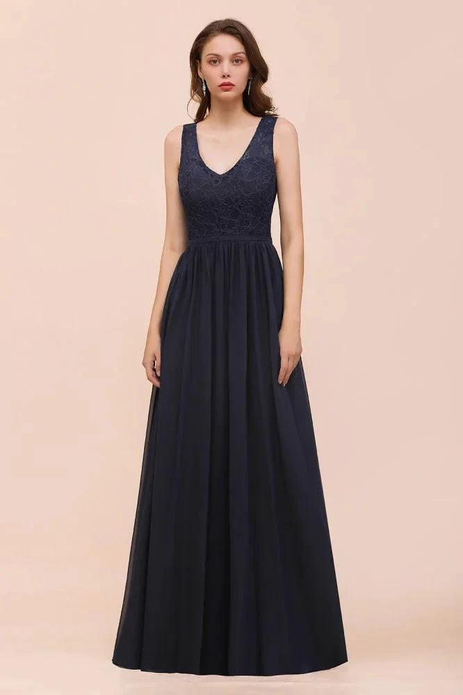 Sleeveless Black A-line Evening Maxi Dress Chiffon Bridesmaid Dress Formal Dress (ZD12965) - VelvetHem