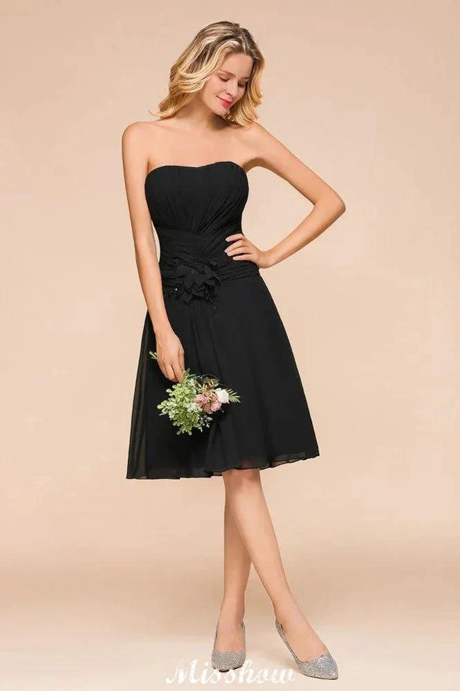 Sleeveless Black Tie Affair Special Occasion Dress Mini Bridesmaid Dress (ZD12950)