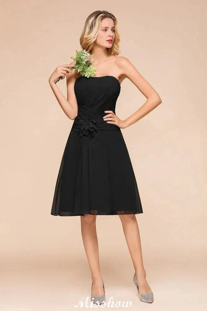 Sleeveless Black Tie Affair Special Occasion Dress Mini Bridesmaid Dress (ZD12950)