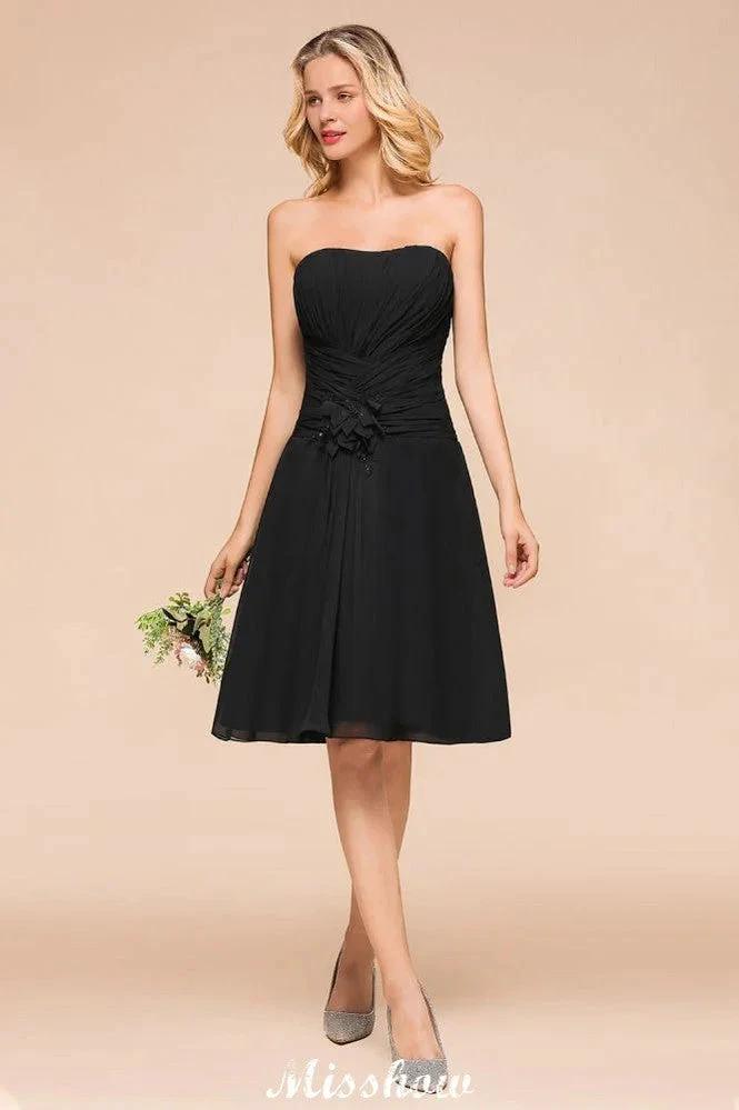 Sleeveless Black Tie Affair Special Occasion Dress Mini Bridesmaid Dress (ZD12950)