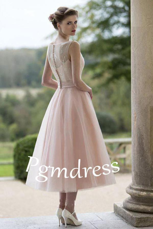 Sleeveless Blush Pretty Flower Length Tulle Fall Wedding Dress (ZD15430)