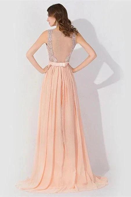 Sleeveless Chiffon Beading Evening Party Dress Crew Neck aline Bridesmaid Dress (ZD13027)