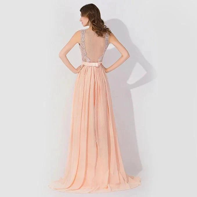 Sleeveless Chiffon Beading Evening Party Dress Crew Neck aline Bridesmaid Dress (ZD13027)