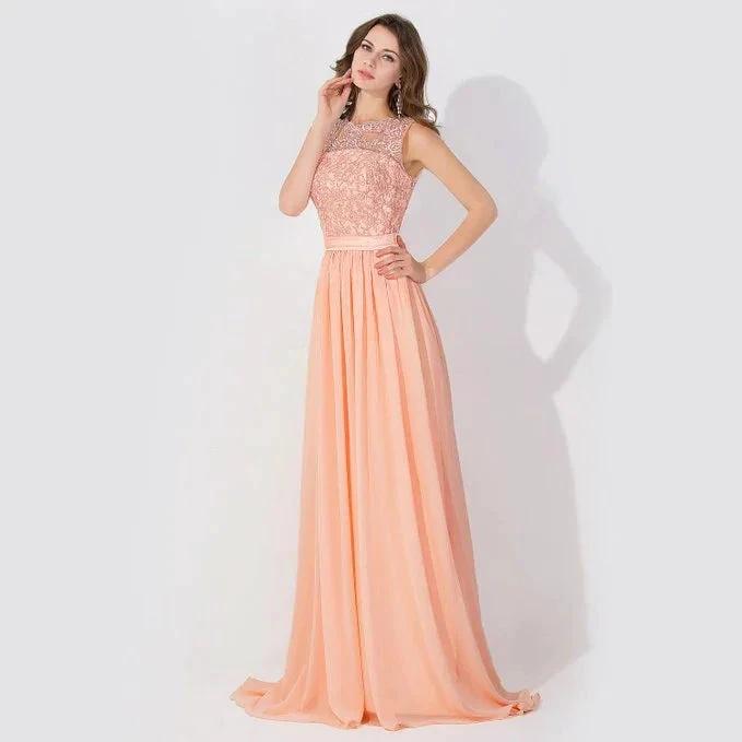 Sleeveless Chiffon Beading Evening Party Dress Crew Neck aline Bridesmaid Dress (ZD13027)