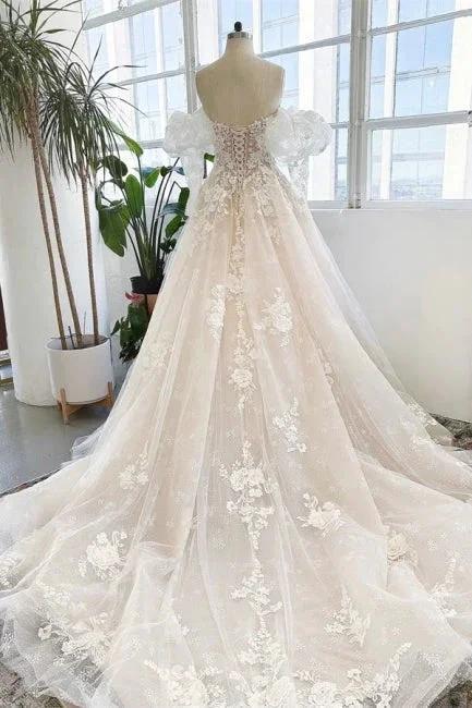 Sleeveless Floor Length Garden Strapless Tulle Lace Wedding Dress with Appliques (ZD14941)