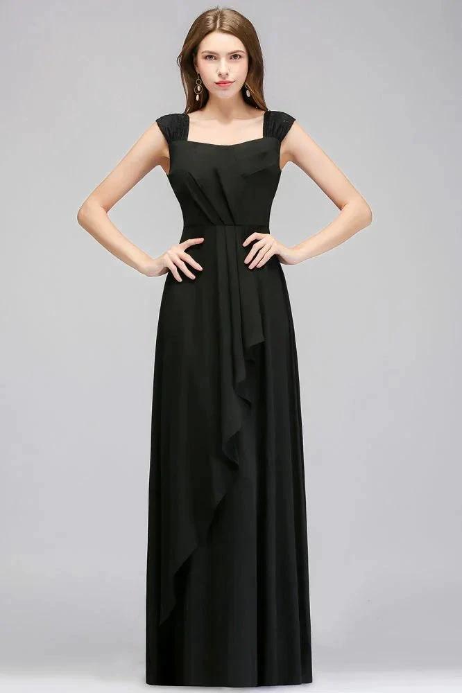 Sleeveless Ruffled Chiffon Black Bridesmaid Dresses (ZD13041) - VelvetHem