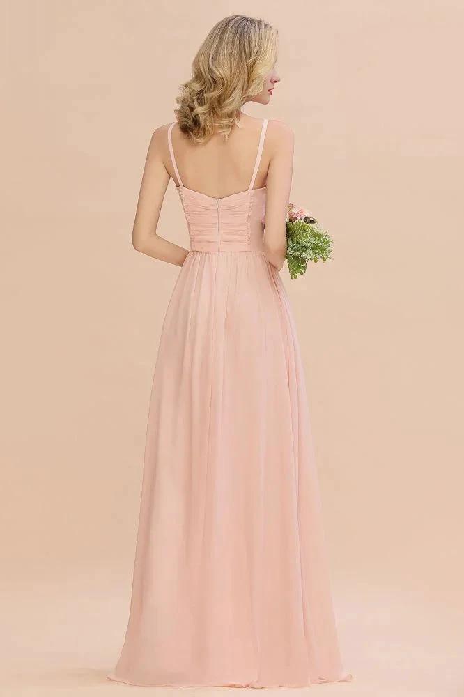 Spaghetti Straps Aline Bridesmaid Dress Sweetheart Chiffon Swing Evening Dress (ZD13150)