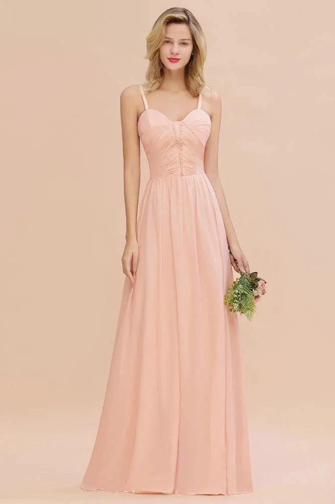 Spaghetti Straps Aline Bridesmaid Dress Sweetheart Chiffon Swing Evening Dress (ZD13150)