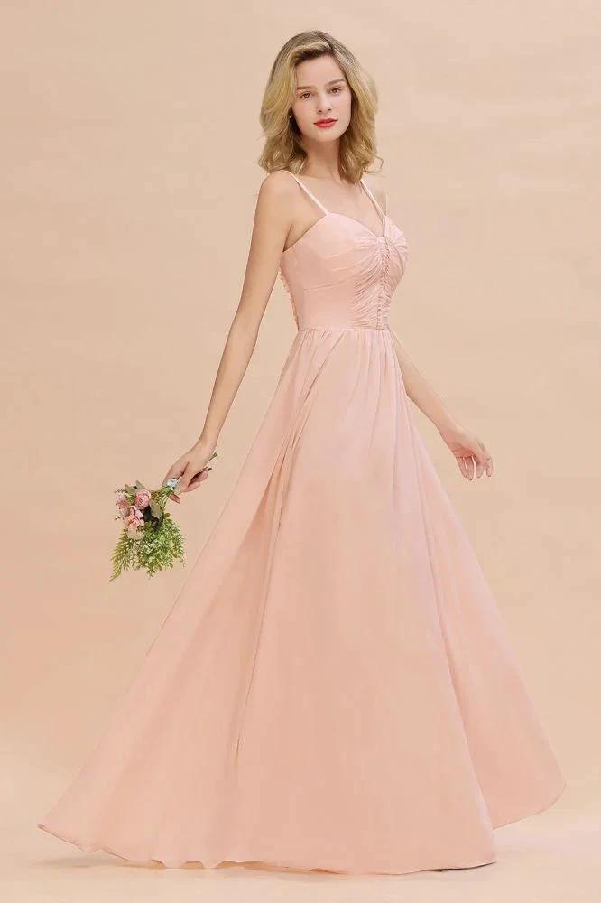 Spaghetti Straps Aline Bridesmaid Dress Sweetheart Chiffon Swing Evening Dress (ZD13150)