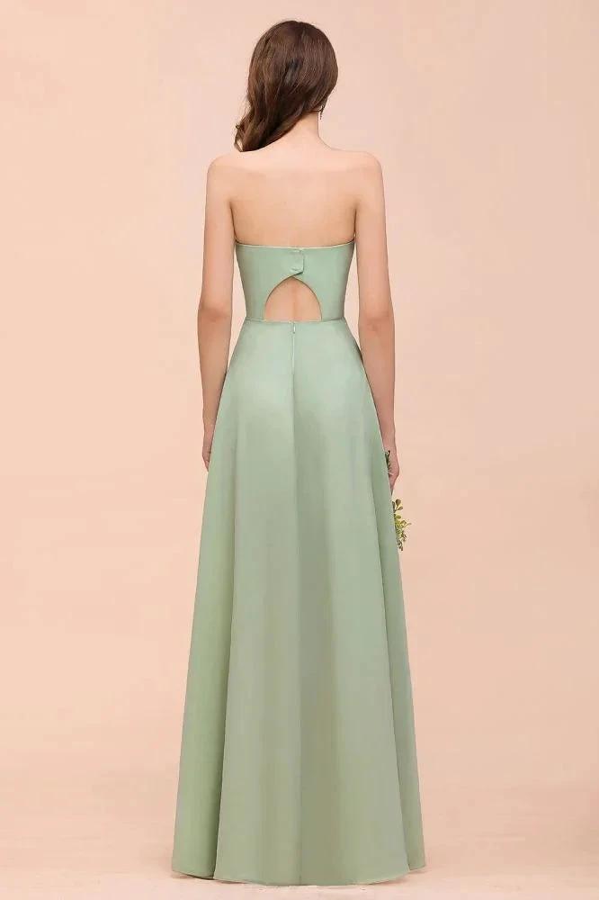 Strapless Chiffon Formal Bridesmaid Dress Elegant Maxi Maid of Honor Dress (ZD13024)