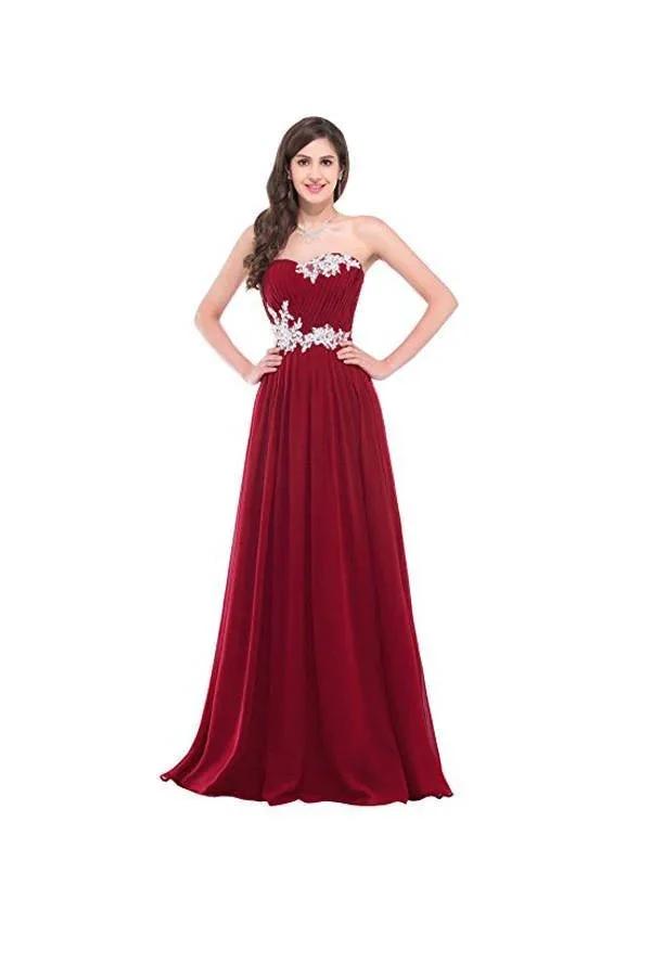 Strapless Long Evening Dress with Appliques Prom Dresses (ZD13181)