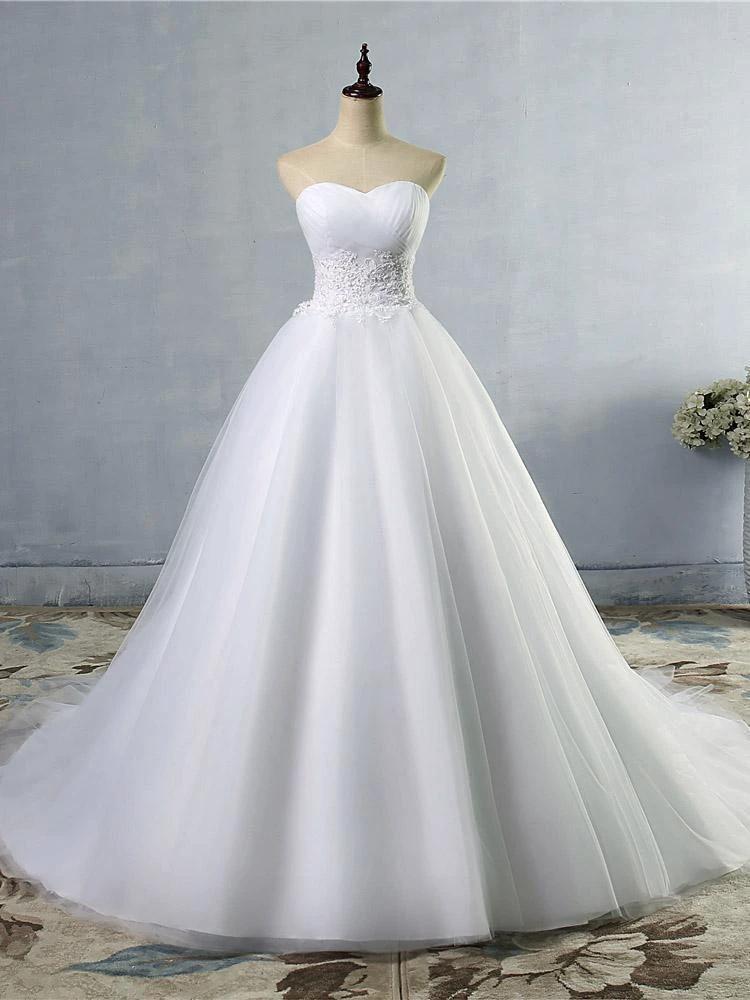 Strapless s Princess Wedding Dress Sleeveless Bridal Wears weep Train (ZD13880)