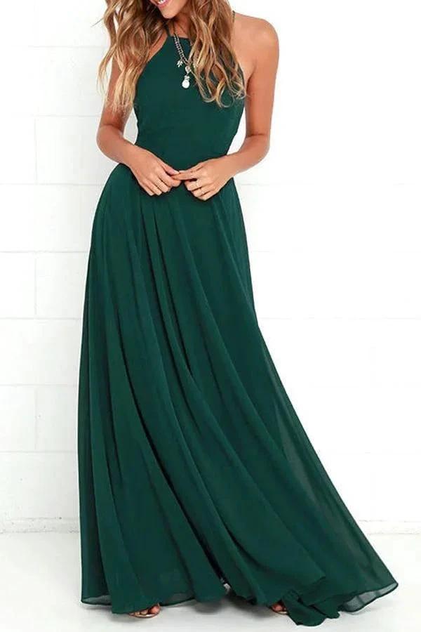 Straps Dark Green Long Bridesmaid Dress with Criss Cross Back (ZD13249) - VelvetHem