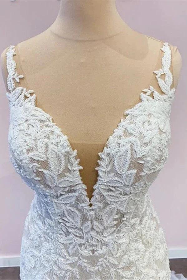 Stunning Long A-Line Tulle Sweetheart Appliques Lace Wedding Dress (ZD15237)