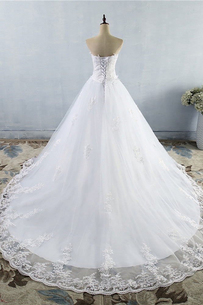 Stylish Strapless Sweetheart A-Line Wedding Dress Sleeveless Appliques Bridal Gowns (ZD17460)
