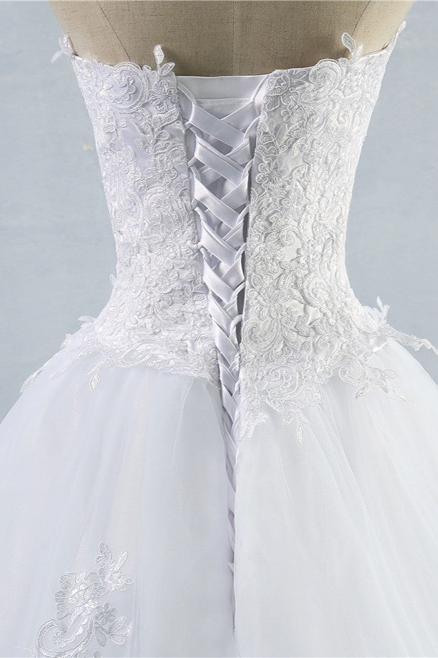 Stylish Strapless Sweetheart A-Line Wedding Dress Sleeveless Appliques Bridal Gowns (ZD17460)