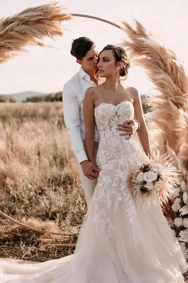 Stylish white Sweeteart Tulle Lace Wedding Dress (ZD14703) - VelvetHem