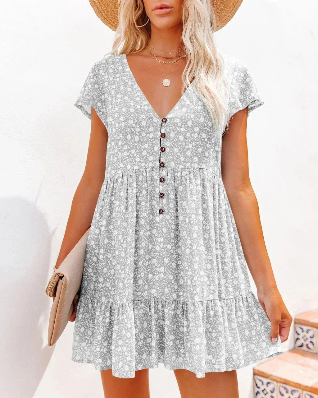 Debora Boho Mini Dress with Ruffles for Women Stylish Outfit