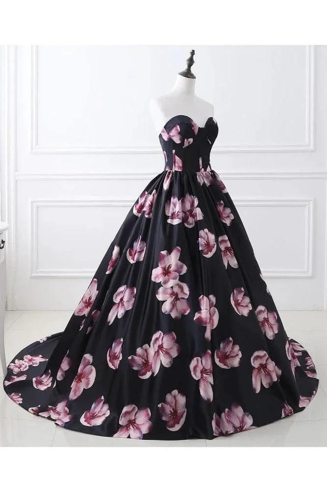 Sweetheart A Line Long Print Flower Evening Dresses (ZD13892)