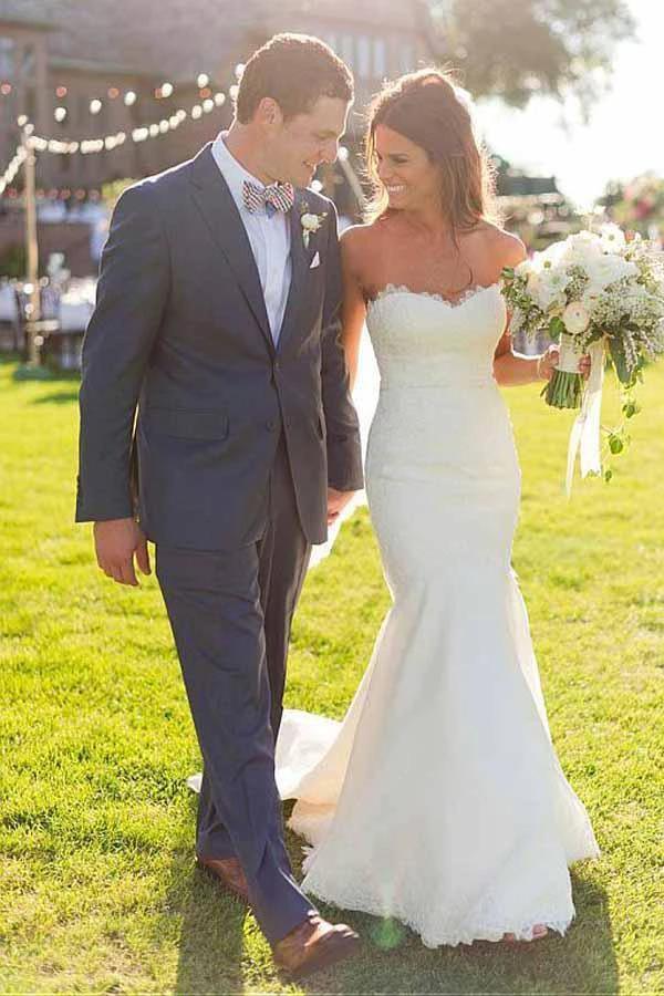 Sweetheart Neckline Mermaid Wedding Dresses With Lace Appliques (ZD15425)