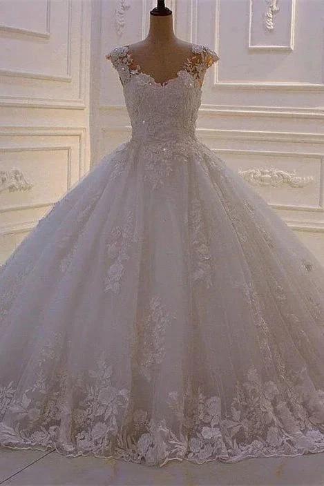 Sweetheart Princess A-line Sleeveless Appliques Lace Wedding Dress (ZD14544) - VelvetHem