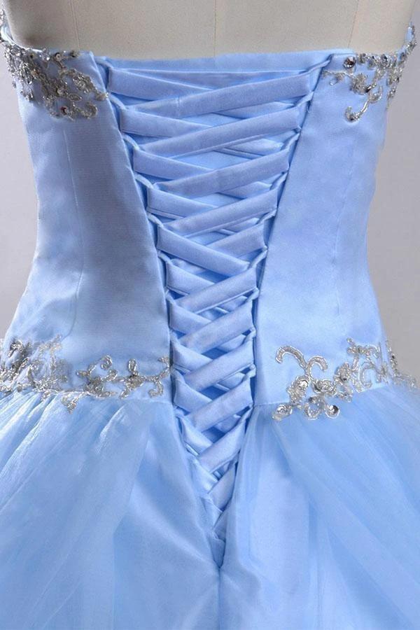 Sweetheart Sleeveless Light Blue Beading Wedding Dress With Beading (ZD15423)