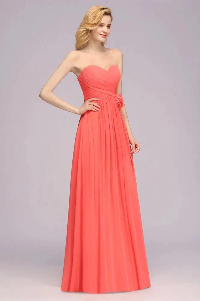 Sweetheart Sleeveless Ruffle Evening Swing Dress Chiffon aline Bridesmaid Dress (ZD13128)